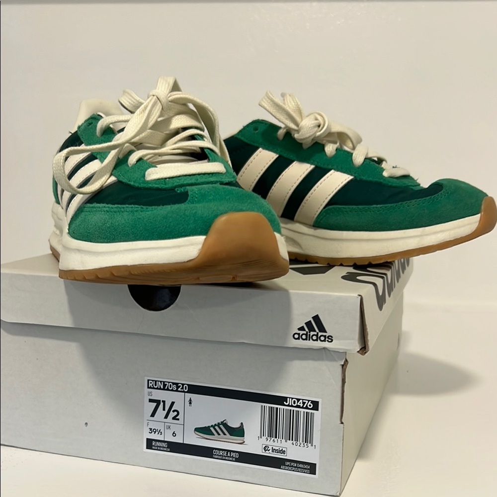 adidas Run 70s 2.0 Green and White Athletic Shoes